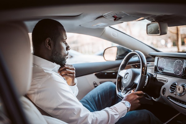 Man driving car
